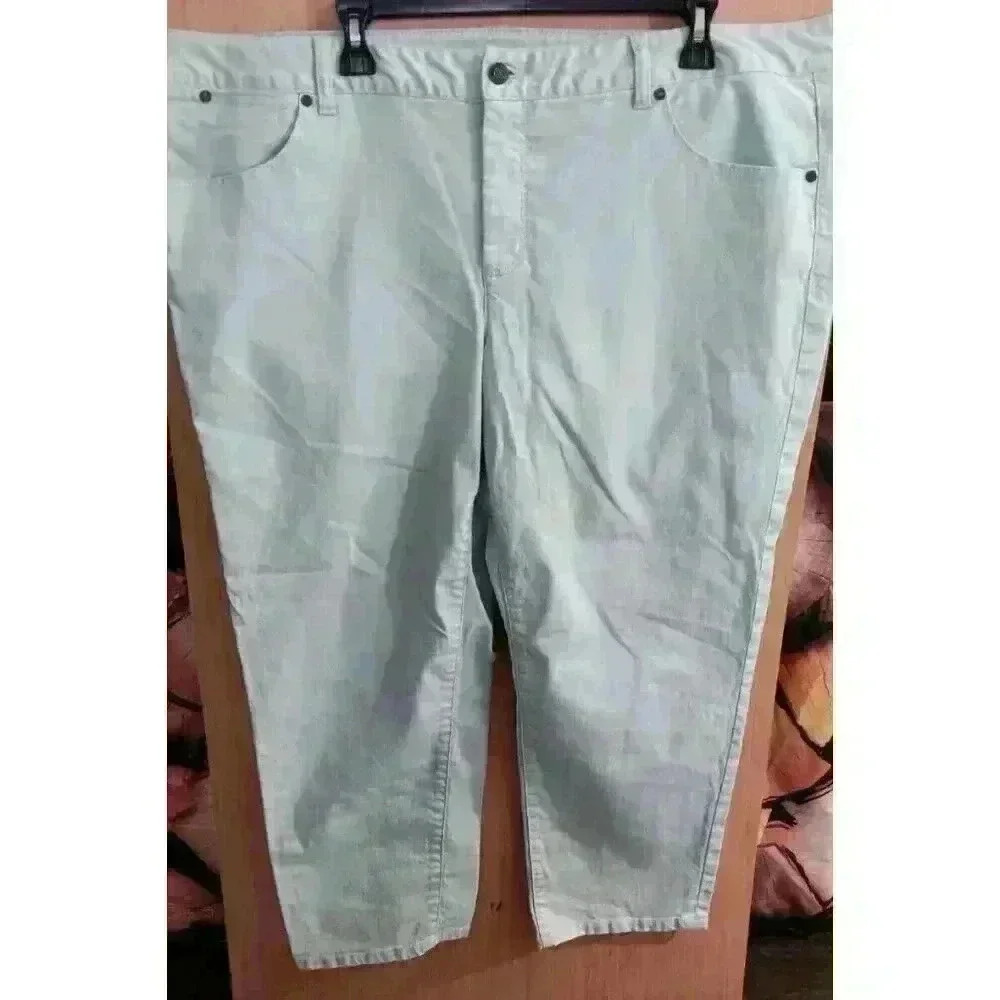 TALBOTS (22W) W- HERITAGE Slim Crop Pale Green High-Waist Casual Jeans - Picture 2 of 9